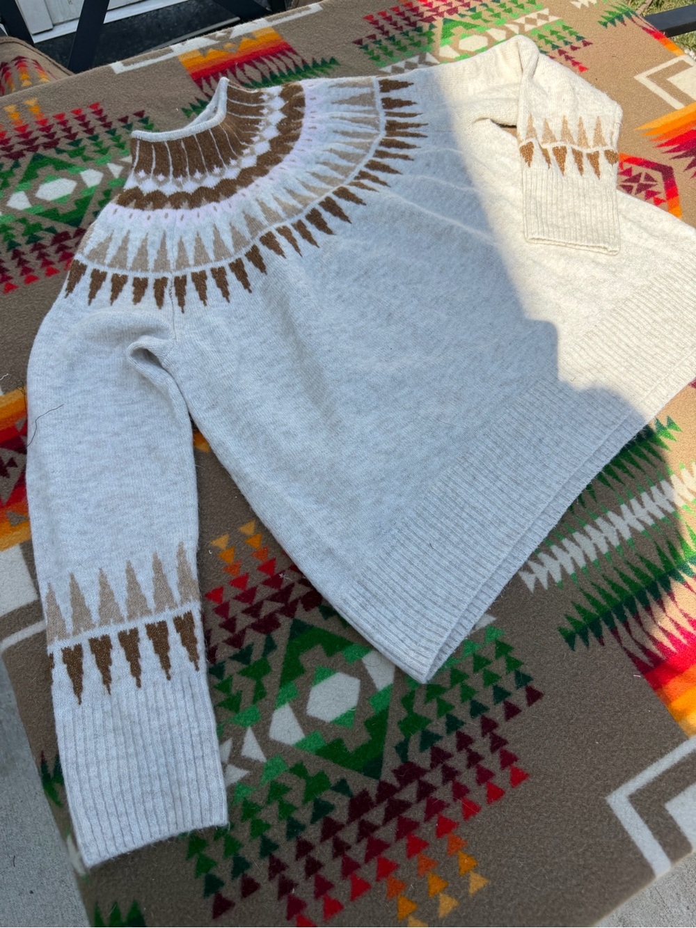 Cozy Cream and Brown Patterned Sweater